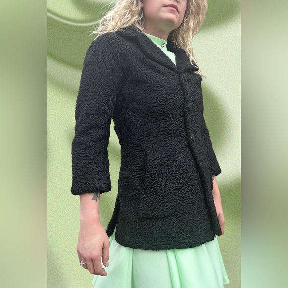 Vintage 50s/60s Curly Persian Lambswool Coat - Picture 3 of 12
